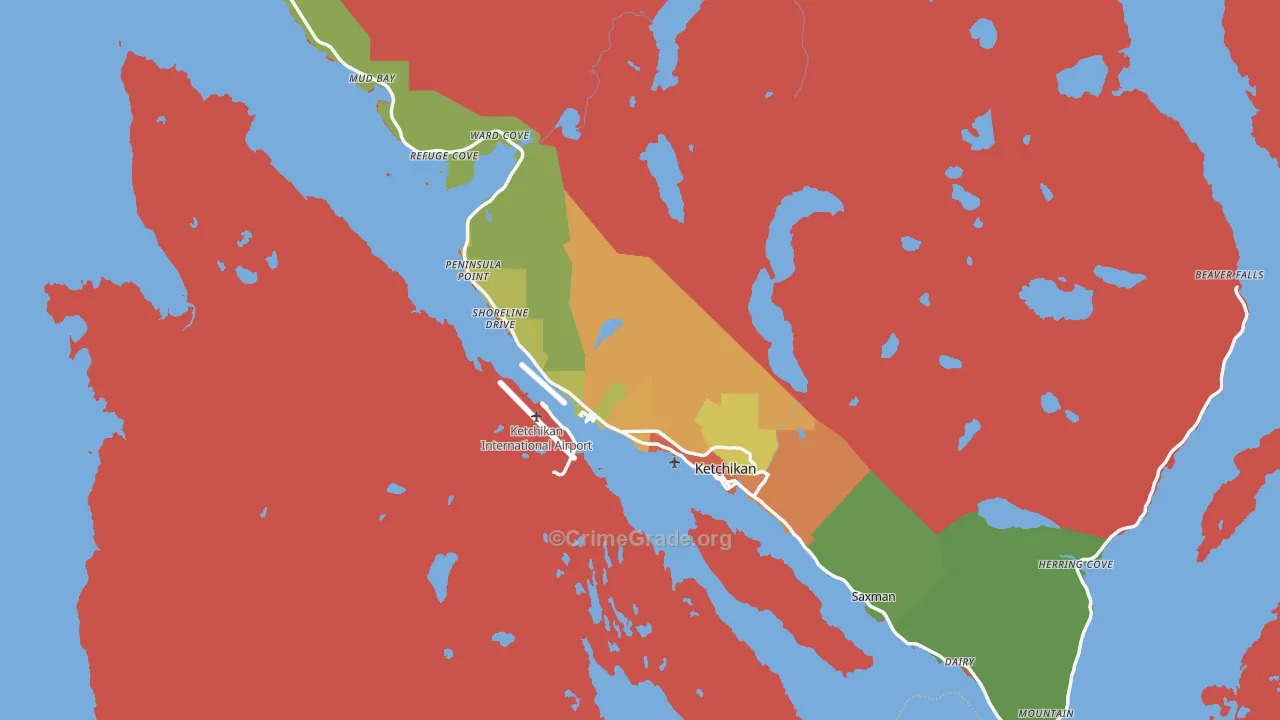 Ketchikan, AK Map of Burglary Rates