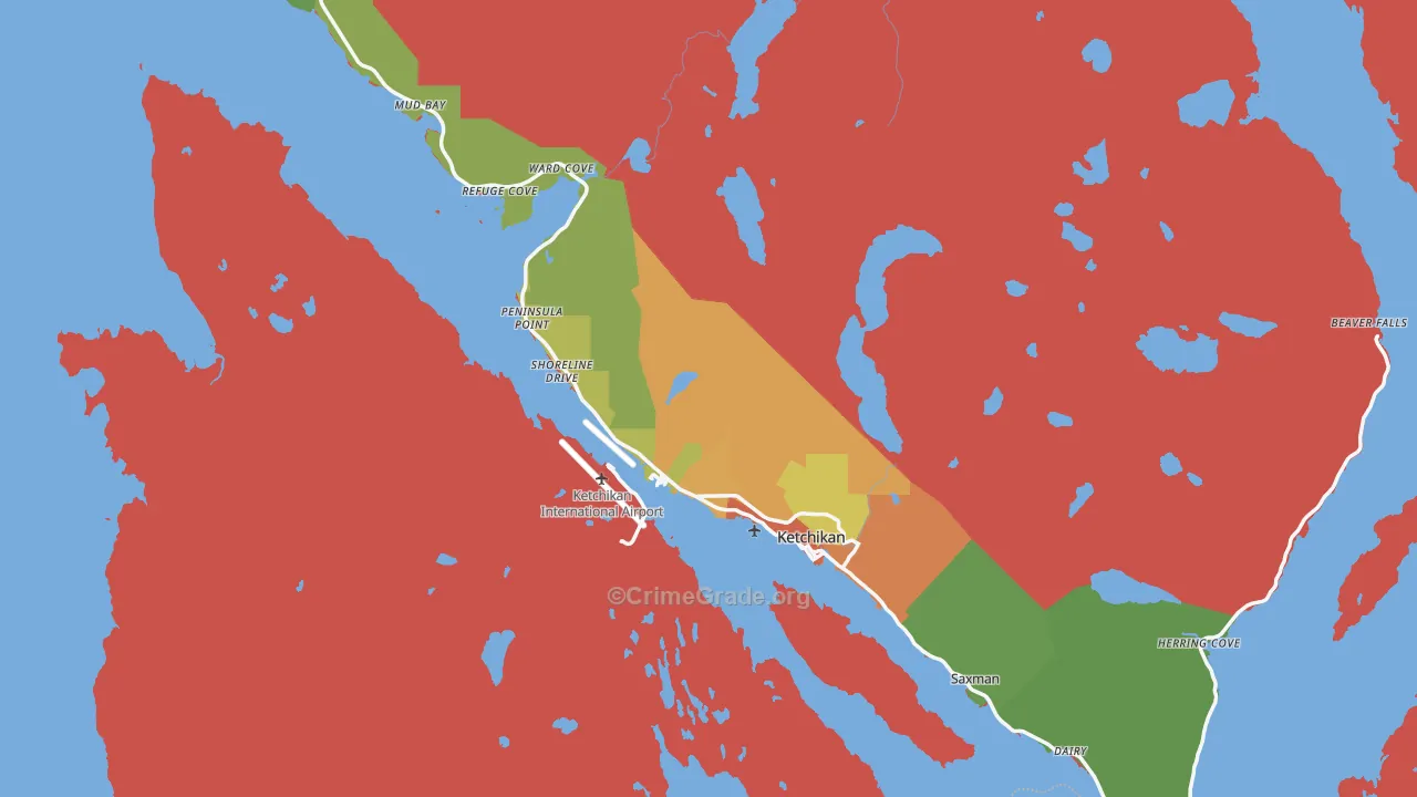 Ketchikan Gateway Borough, AK Map of Burglary Rates