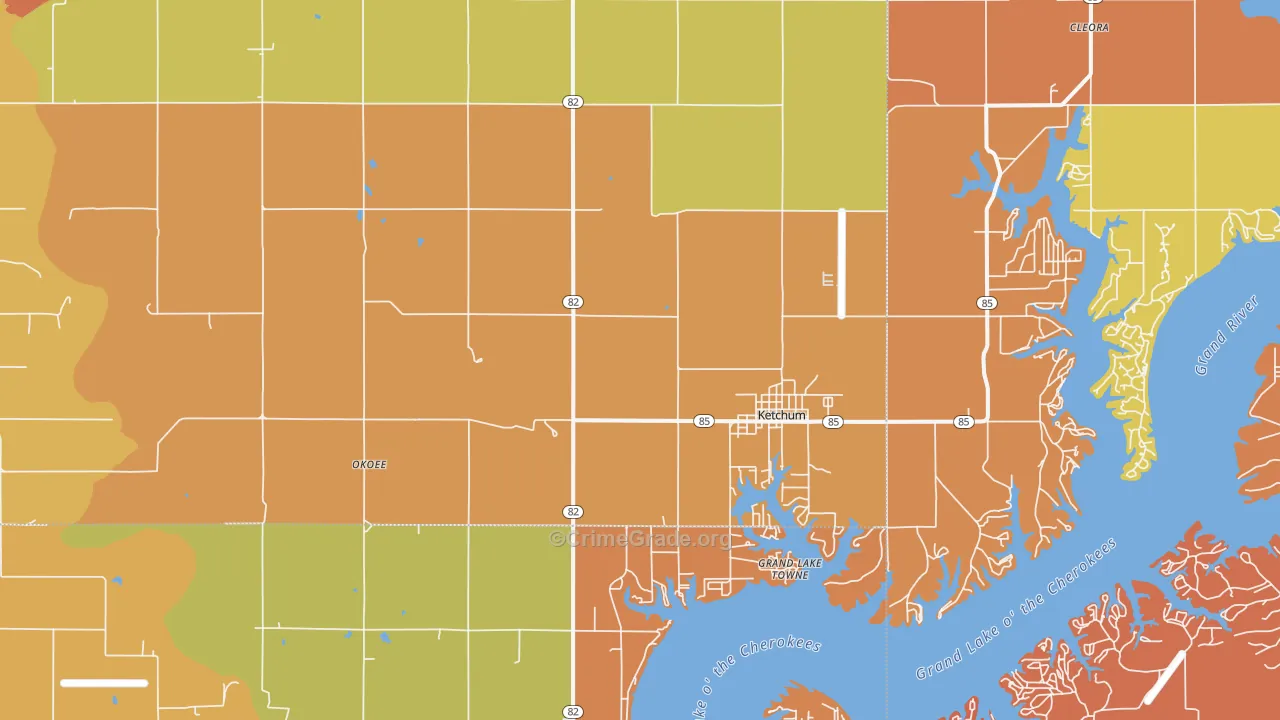 Ketchum, OK Map of Burglary Rates