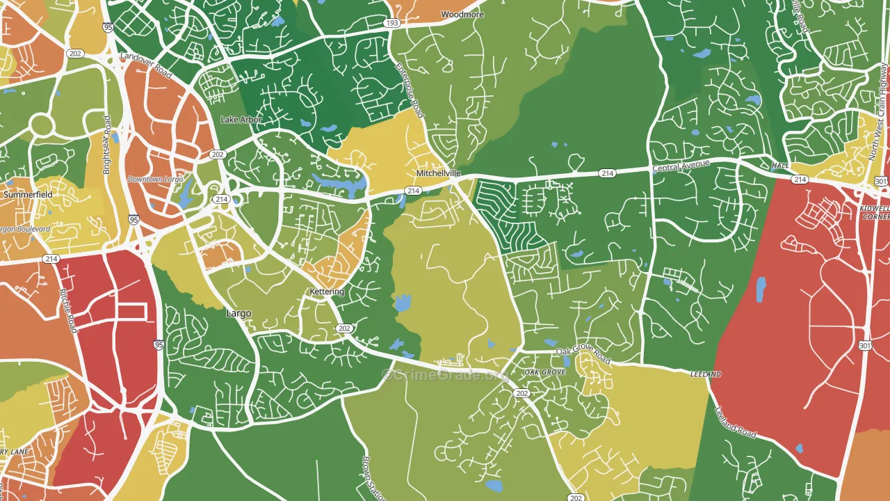 Kettering, MD Map of Burglary Rates