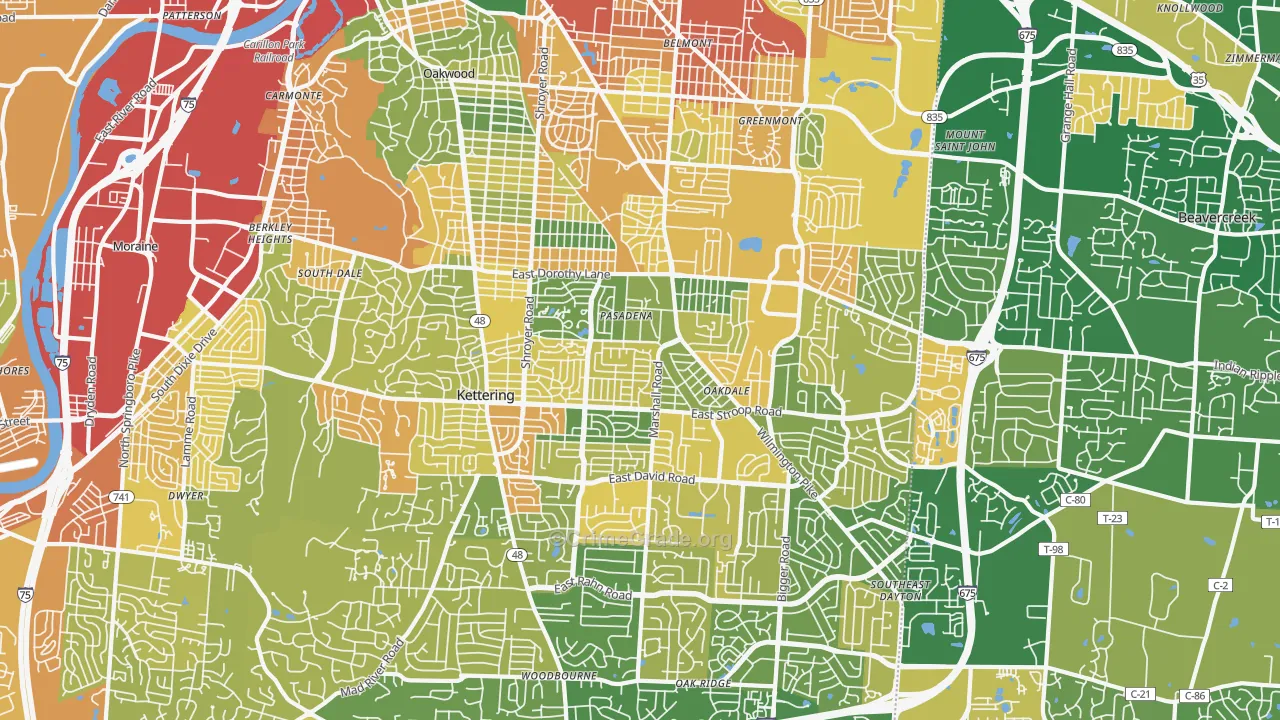 Kettering, OH Map of Burglary Rates