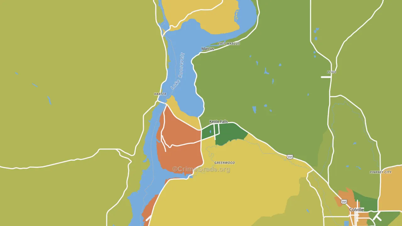 Kettle Falls, WA Map of Burglary Rates