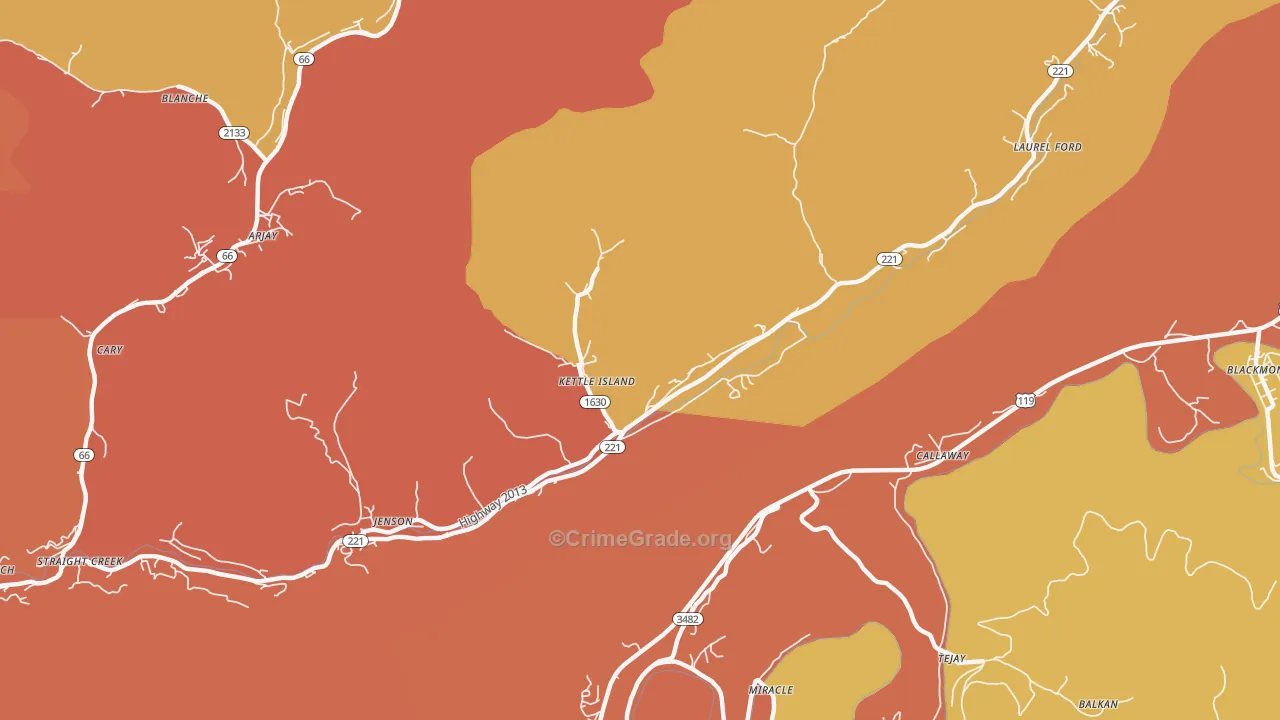 Kettle Island, KY Map of Burglary Rates