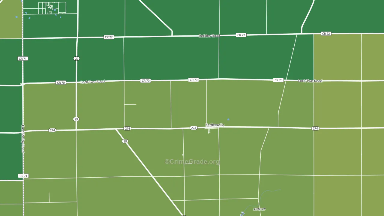 Kettlersville, OH Map of Burglary Rates