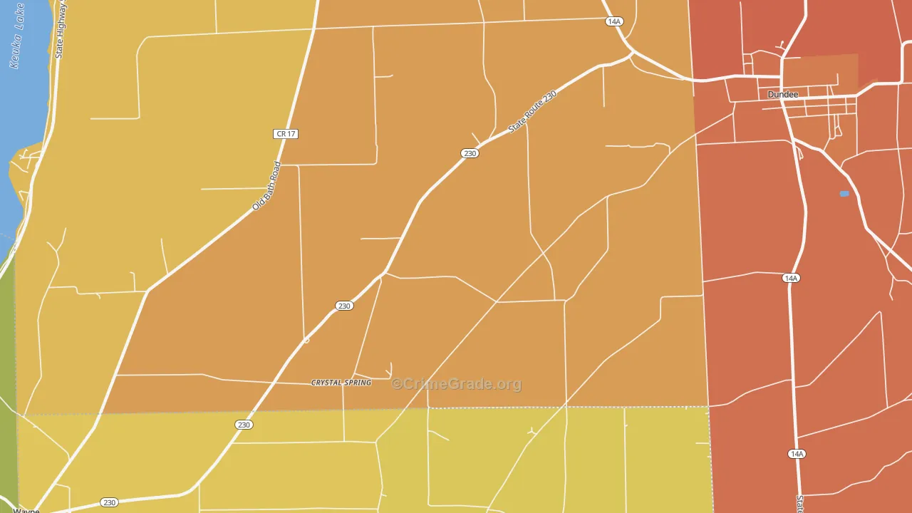 Keuka, NY Map of Burglary Rates