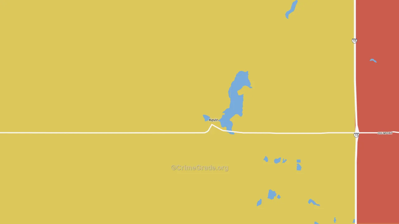 Kevin, MT Map of Burglary Rates