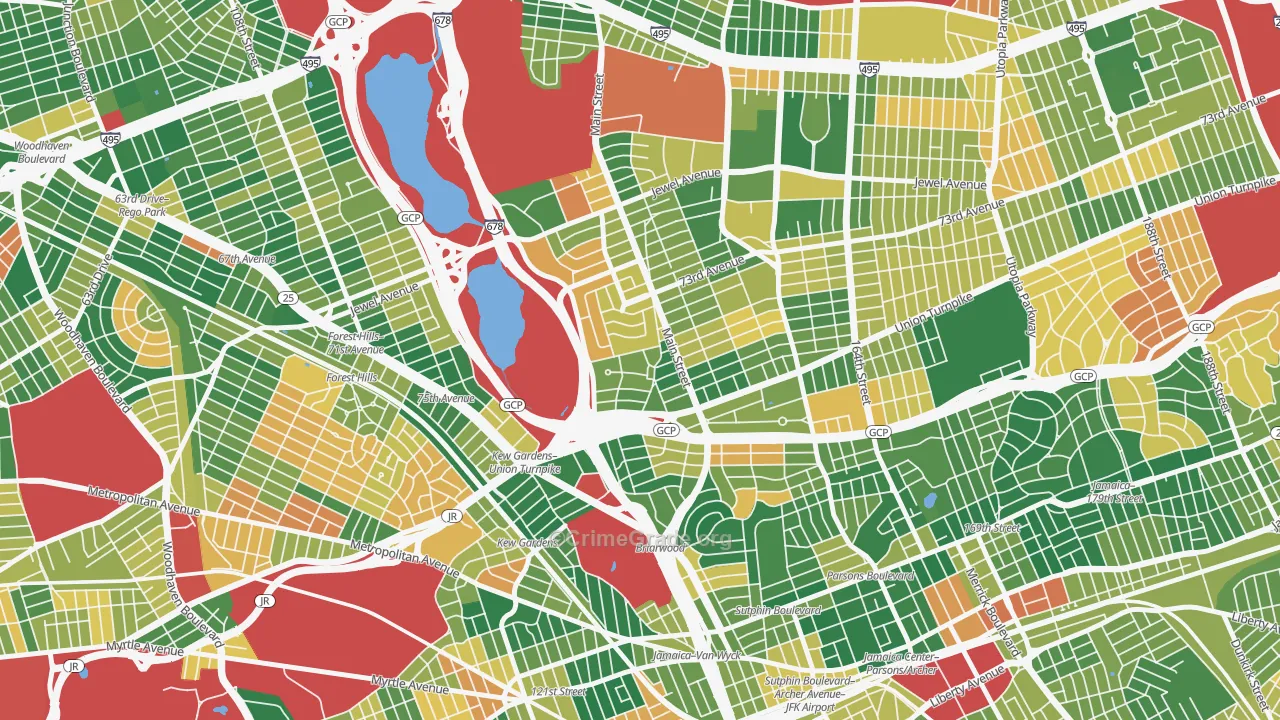 Kew Ggardens, Queens, NY Map of Burglary Rates