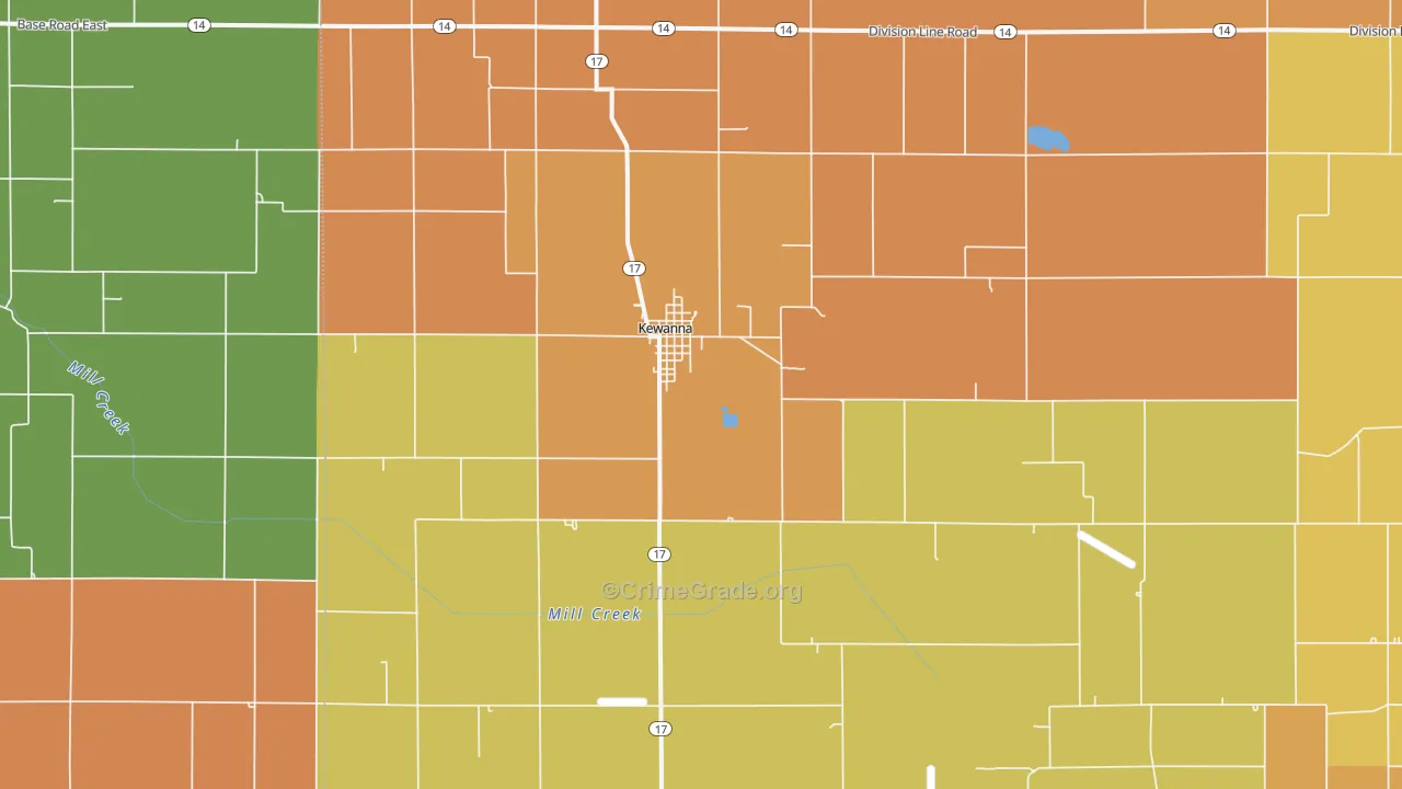 Kewanna, IN Map of Burglary Rates