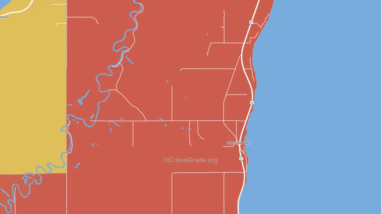 Keweenaw Bay, MI Map of Burglary Rates