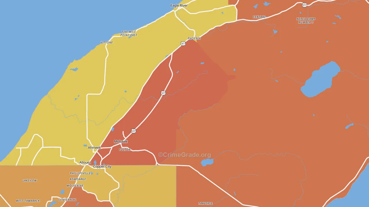 Keweenaw County, MI Map of Burglary Rates