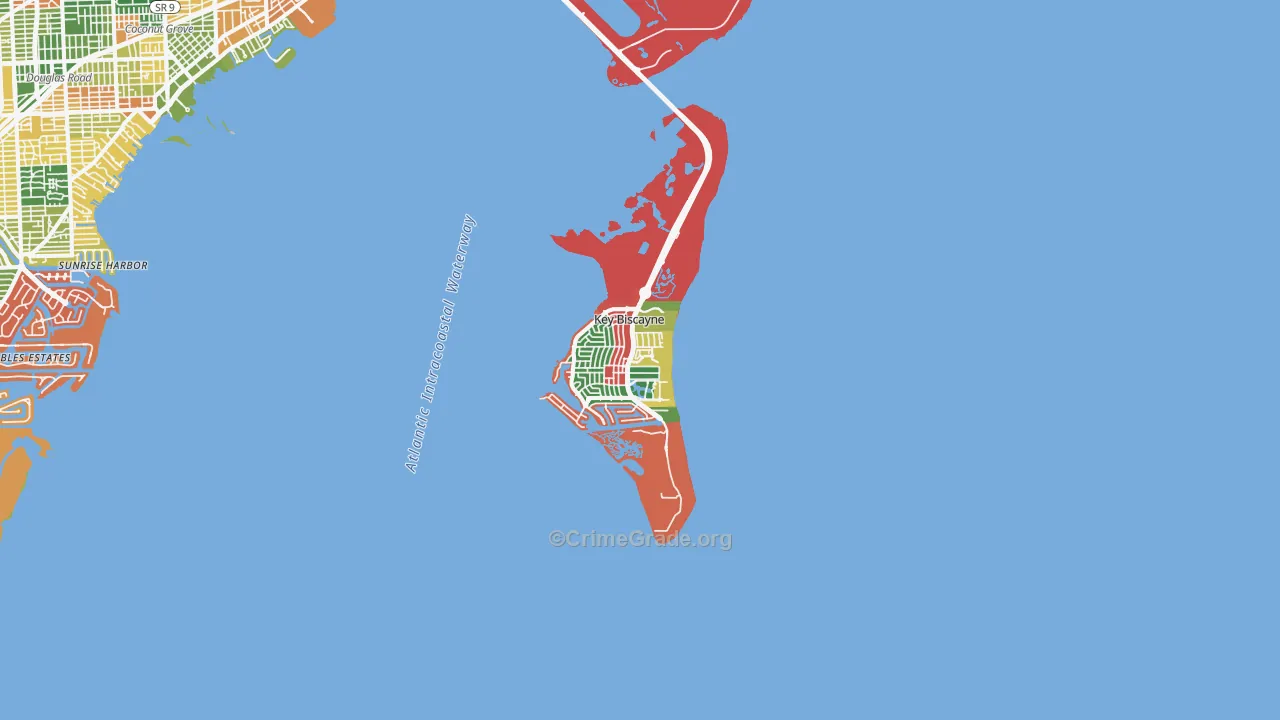 Key Biscayne, FL Map of Burglary Rates