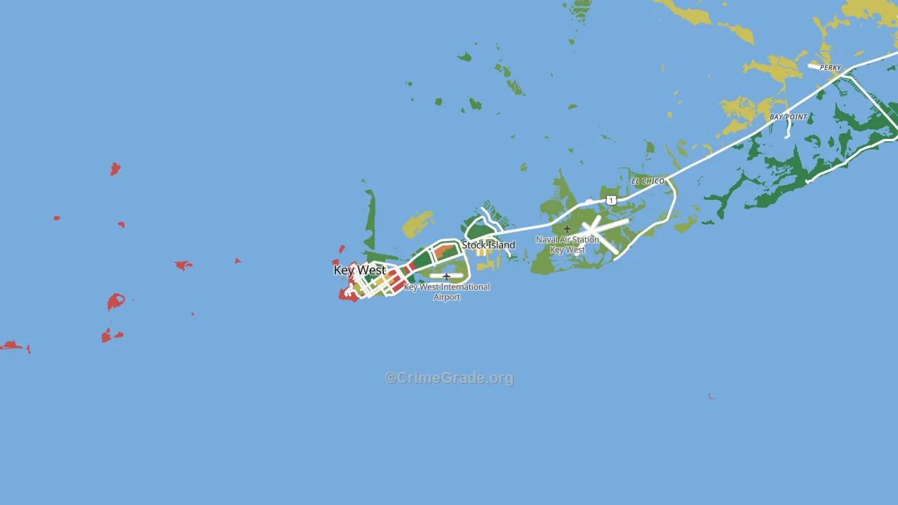 Key West, FL Map of Burglary Rates