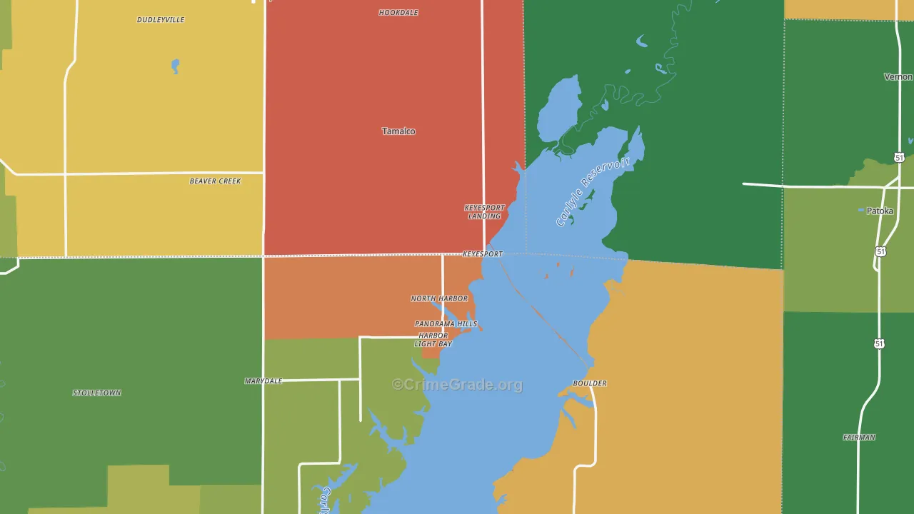 Keyesport, IL Map of Burglary Rates