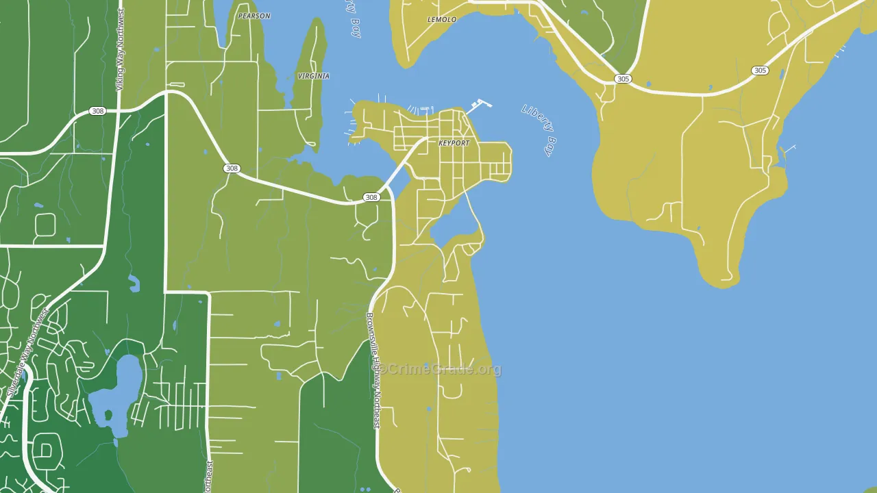 Keyport, WA Map of Burglary Rates