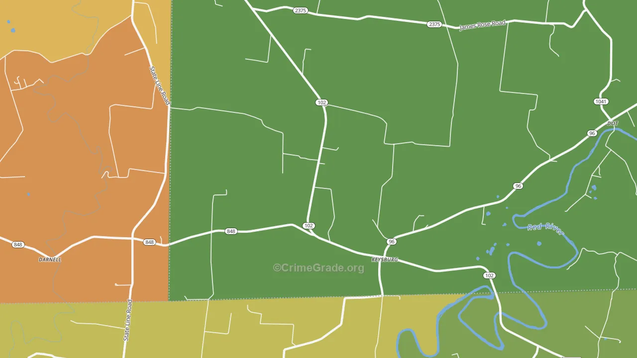 Keysburg, KY Map of Burglary Rates