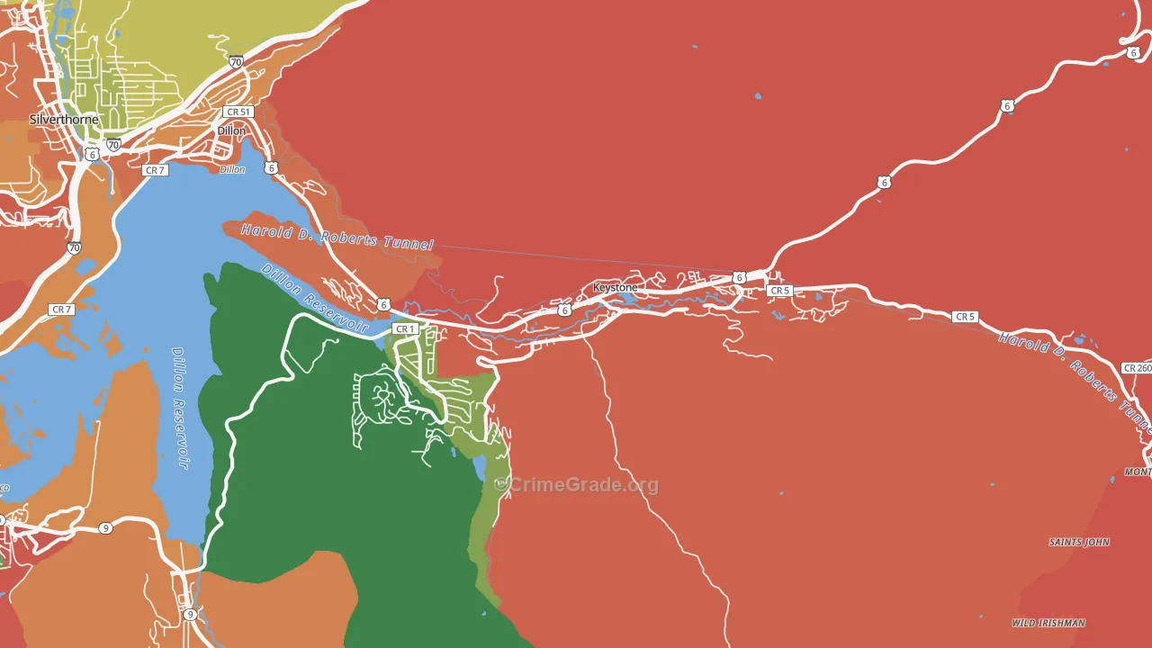 Keystone, CO Map of Burglary Rates