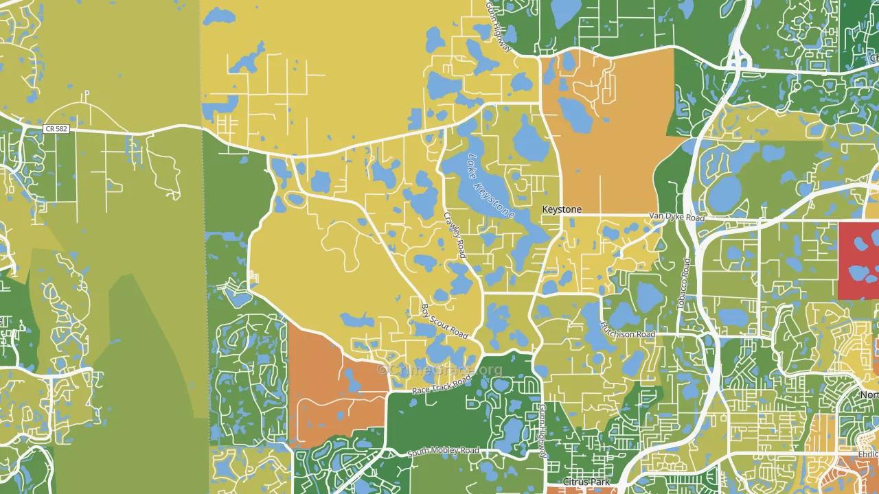 Keystone, FL Map of Burglary Rates