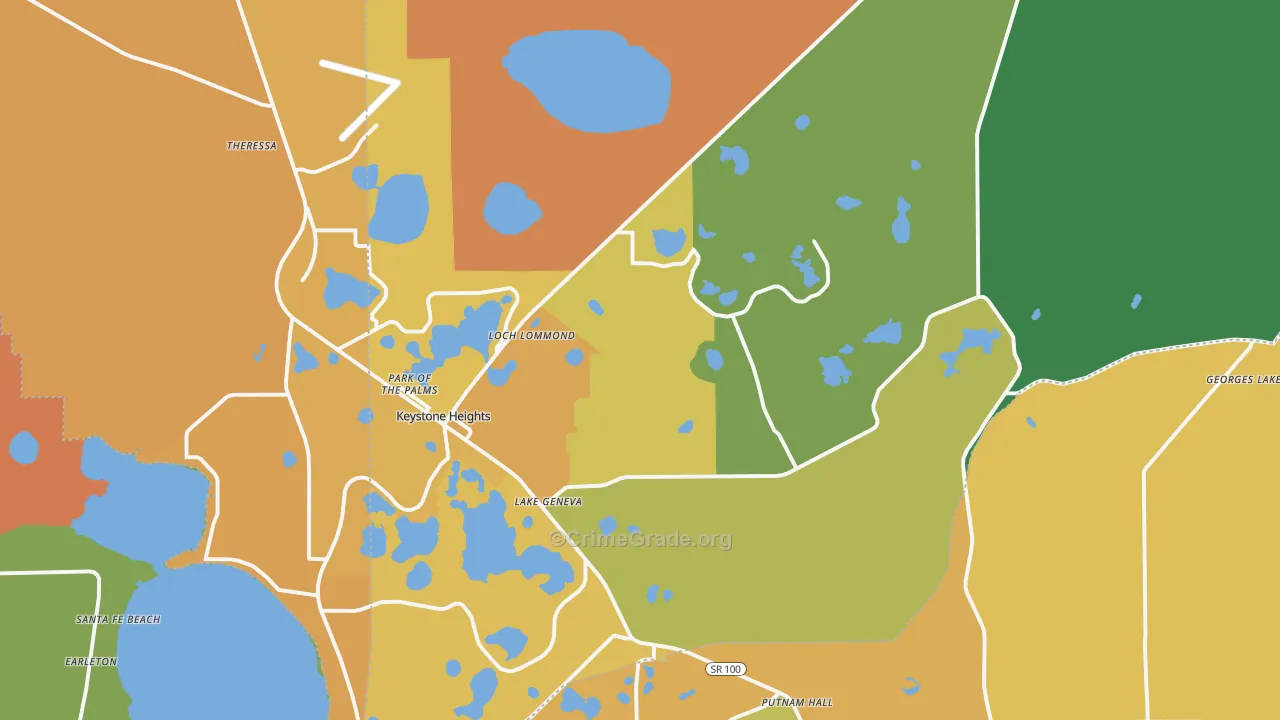 Keystone Heights, FL Map of Burglary Rates
