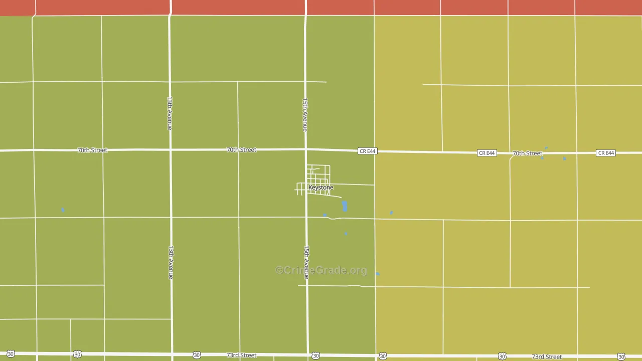 Keystone, IA Map of Burglary Rates
