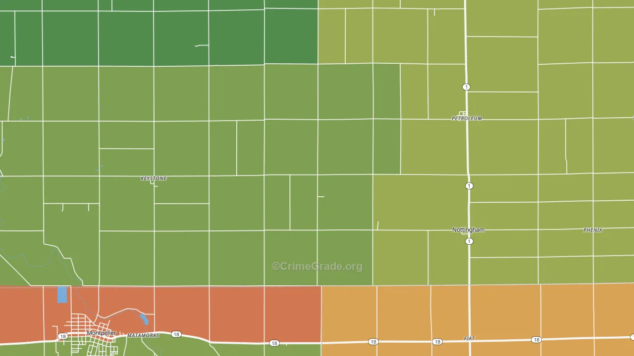 Keystone, IN Map of Burglary Rates