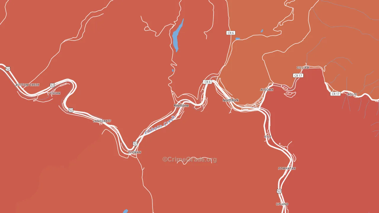 Keystone, WV Map of Burglary Rates