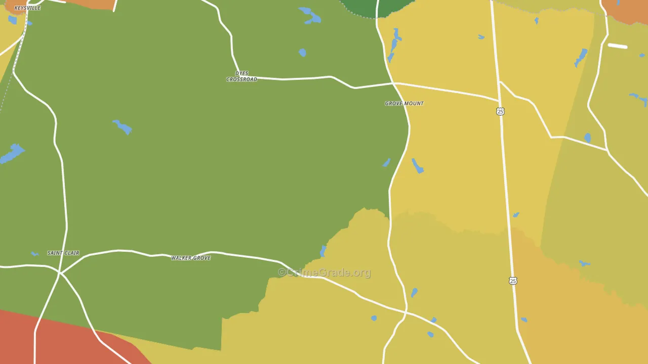Keysville, GA Map of Burglary Rates