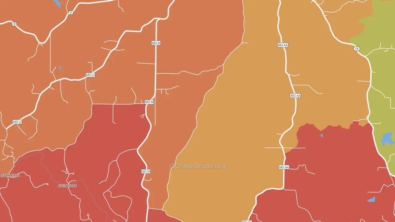 Keysville, MO Map of Burglary Rates