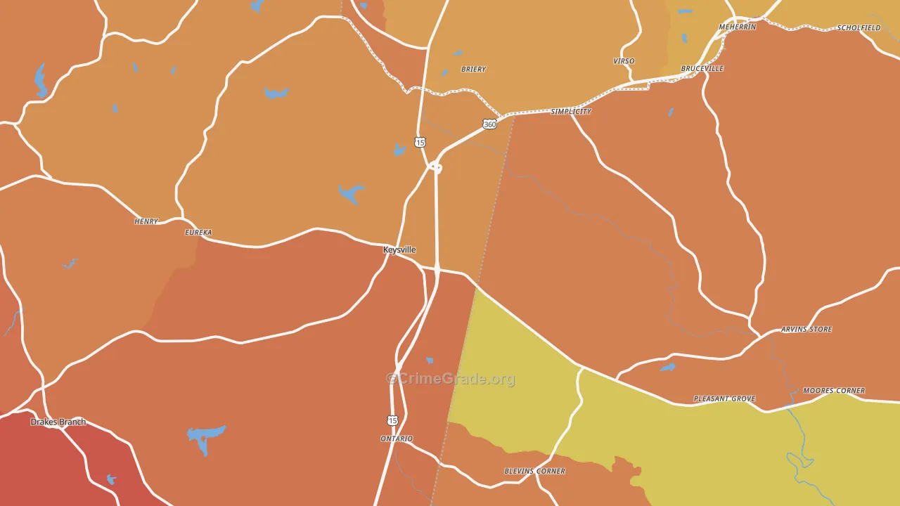 Keysville, VA Map of Burglary Rates
