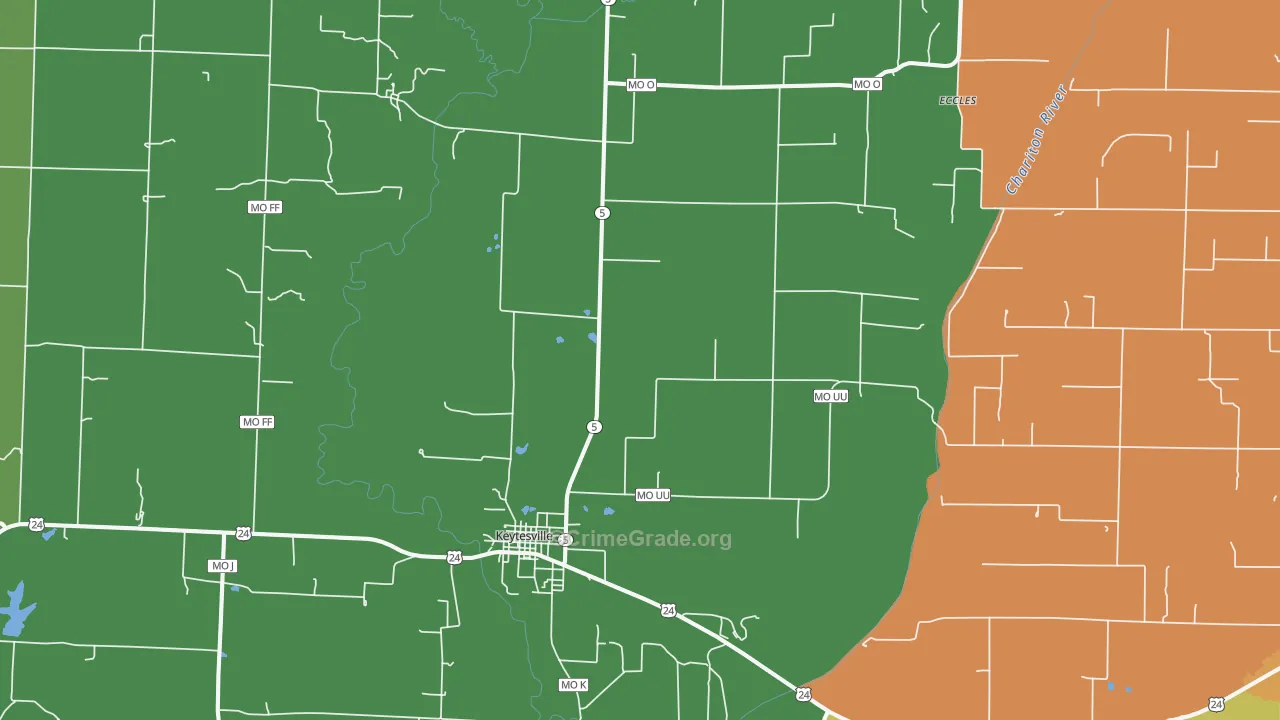 Keytesville, MO Map of Burglary Rates