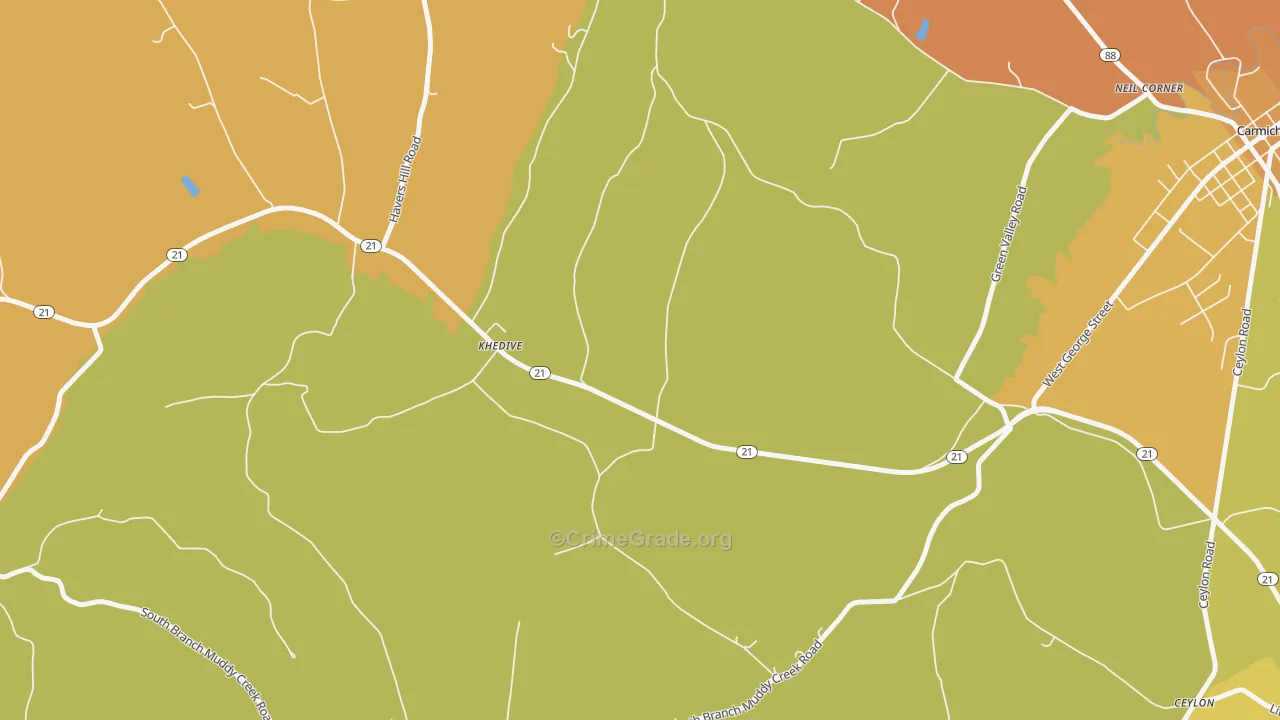 Khedive, PA Map of Burglary Rates