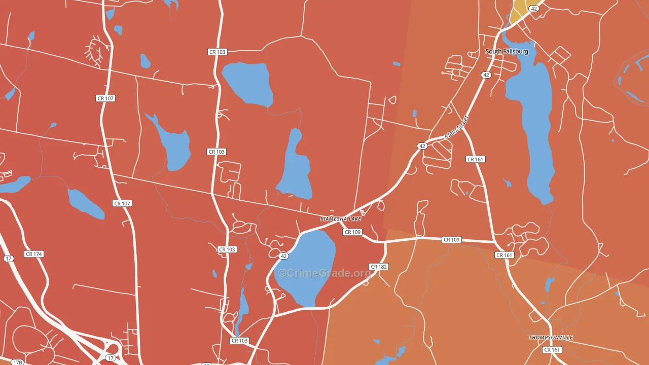 Kiamesha Lake, NY Map of Burglary Rates