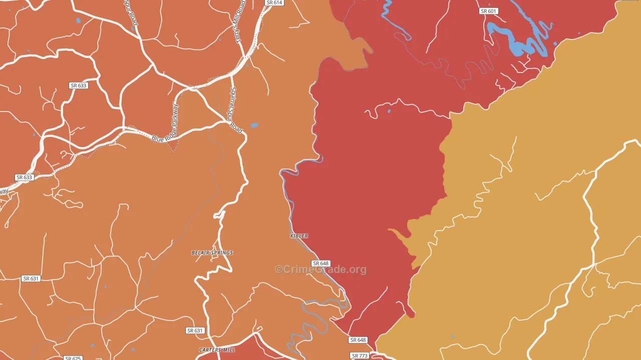 Kibler, VA Map of Burglary Rates