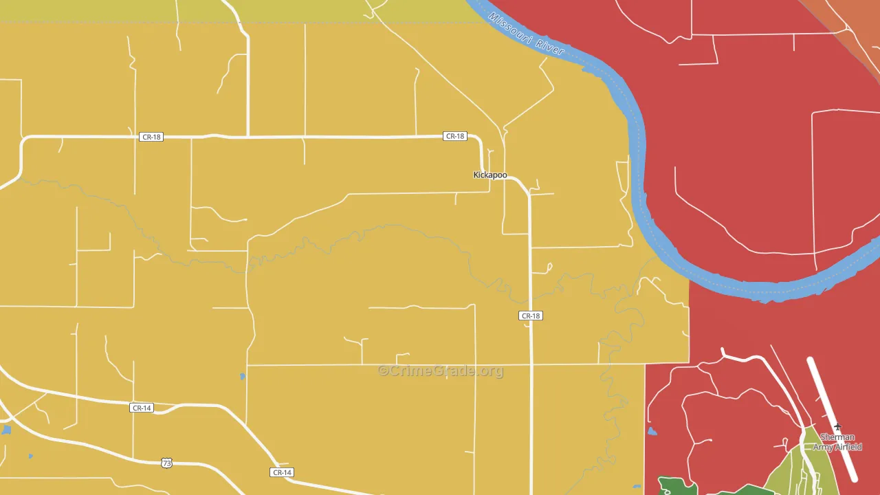 Kickapoo, KS Map of Burglary Rates