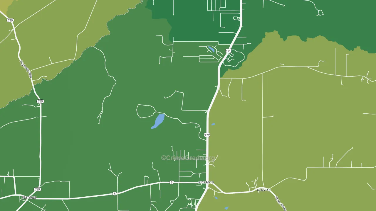 Kickapoo, LA Map of Burglary Rates