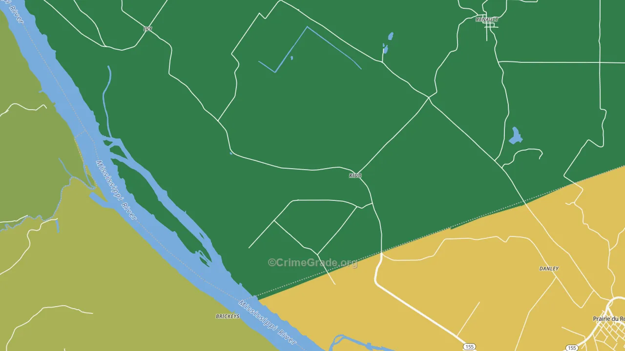 Kidd, IL Map of Burglary Rates