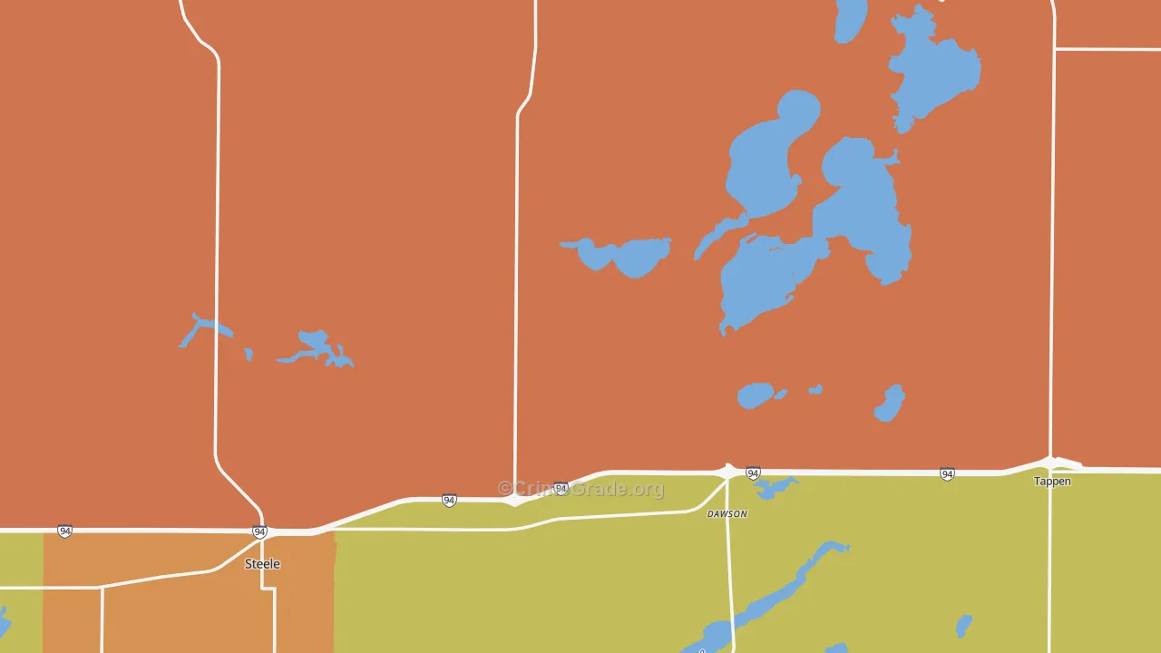 Kidder County, ND Map of Burglary Rates