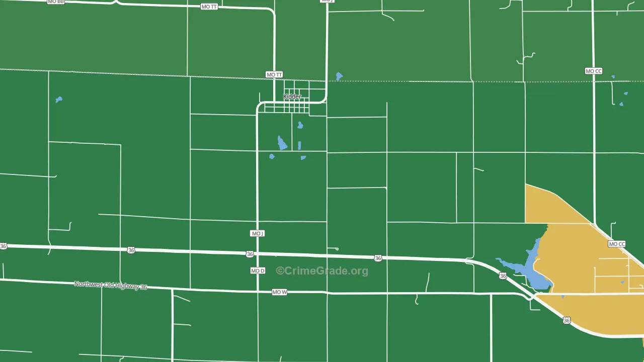 Kidder, MO Map of Burglary Rates