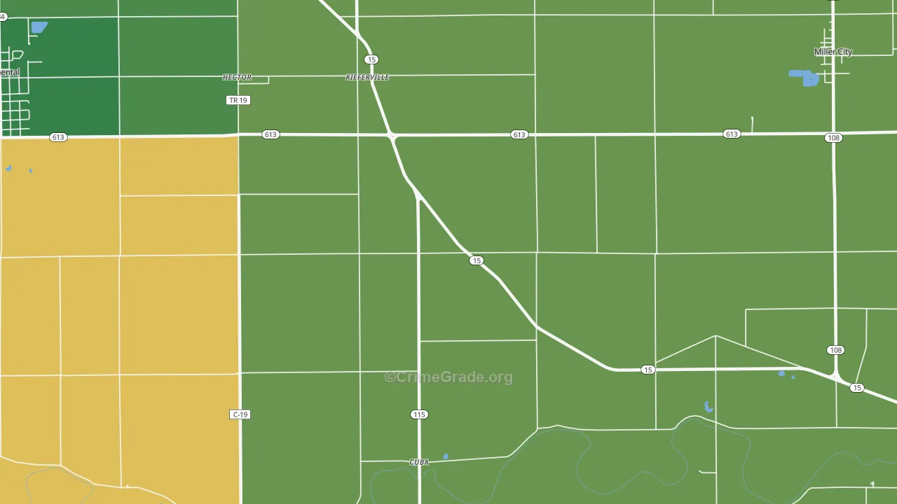 Kieferville, OH Map of Burglary Rates