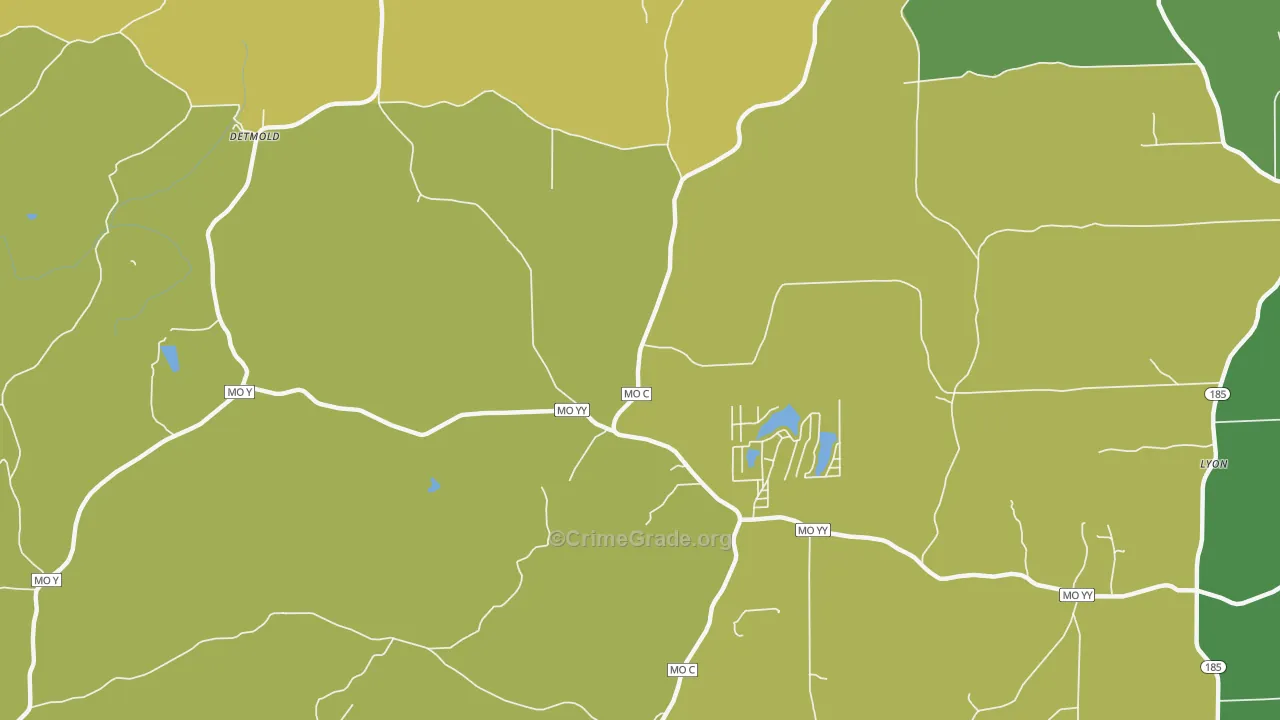 Kiel, MO Map of Burglary Rates