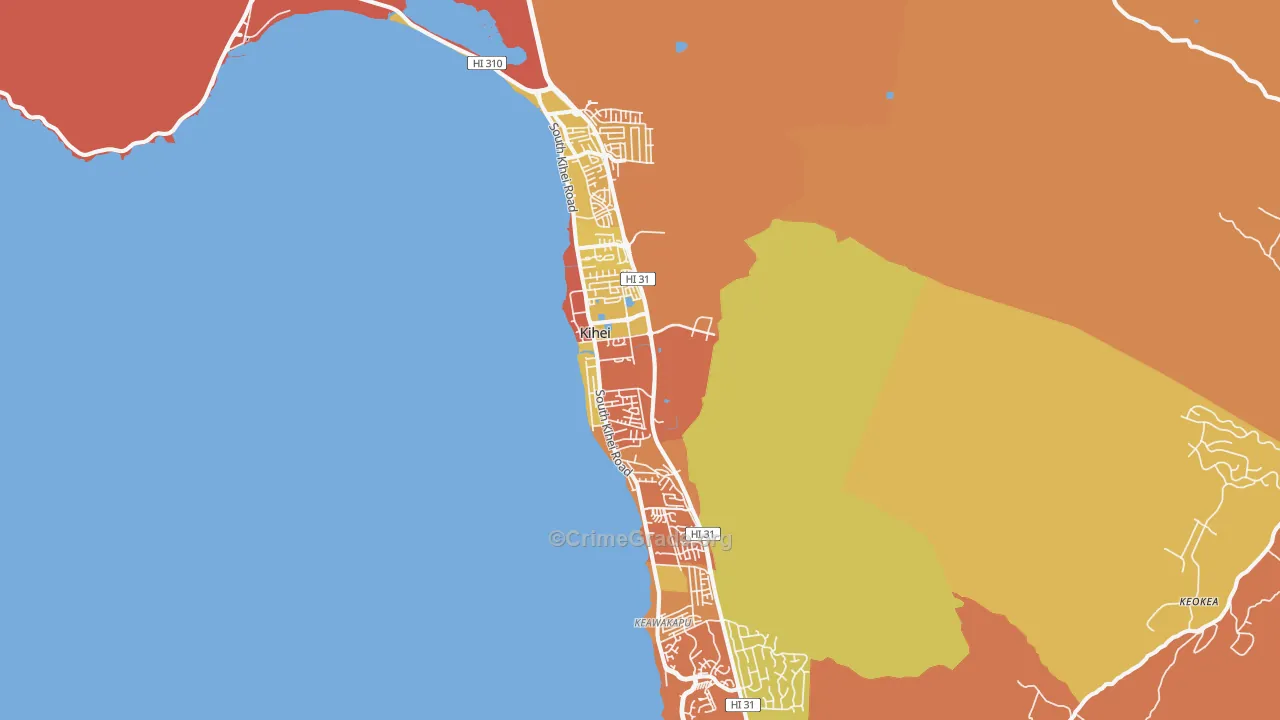 Kihei, HI Map of Burglary Rates