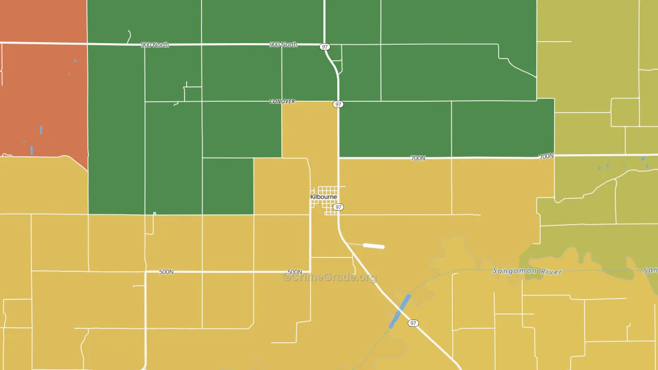 Kilbourne, IL Map of Burglary Rates