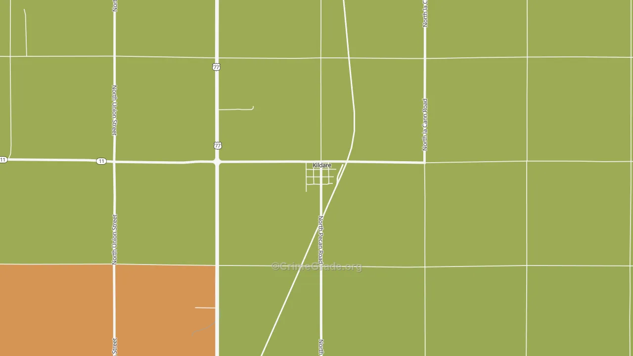 Kildare, OK Map of Burglary Rates