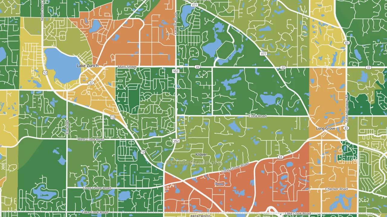 Kildeer, IL Map of Burglary Rates