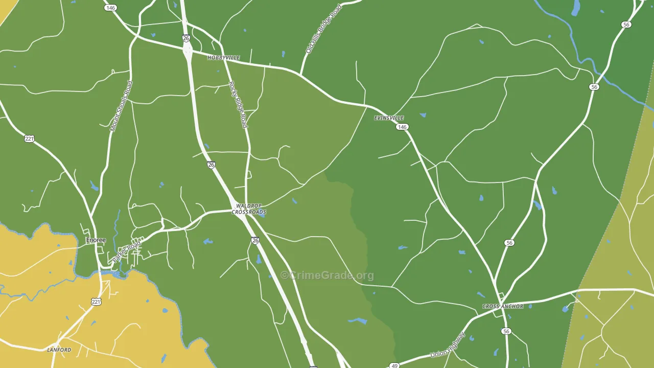 Kilgore, SC Map of Burglary Rates