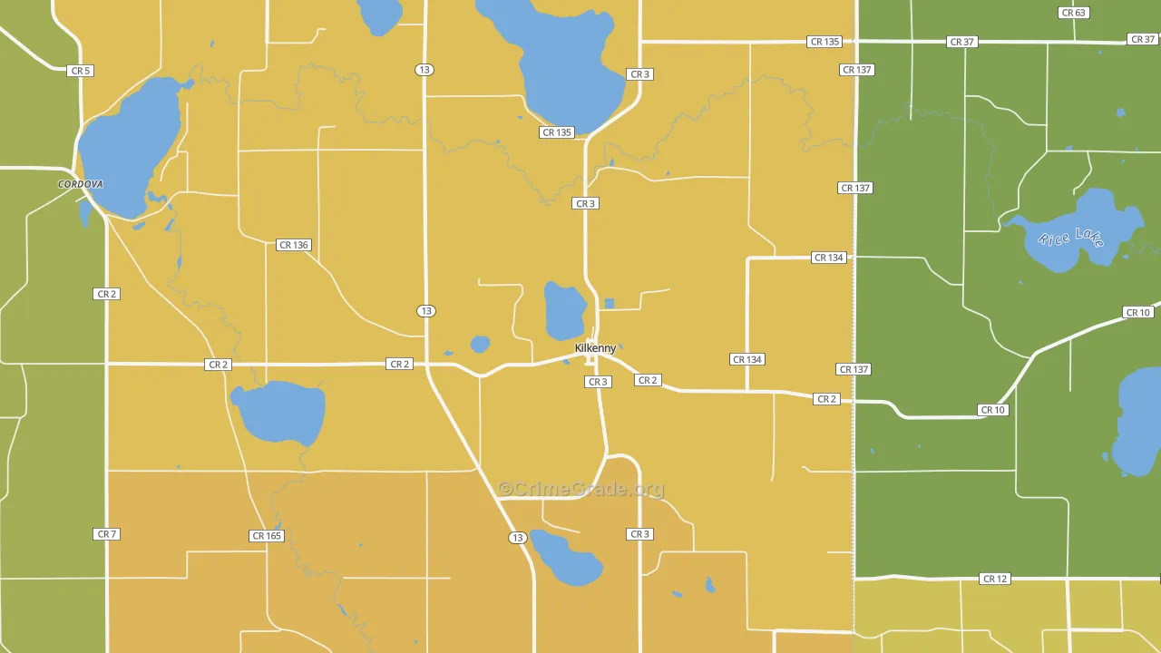 Kilkenny, MN Map of Burglary Rates
