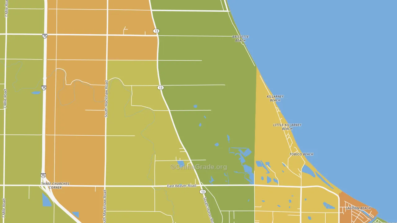 Killarney Beach, MI Map of Burglary Rates