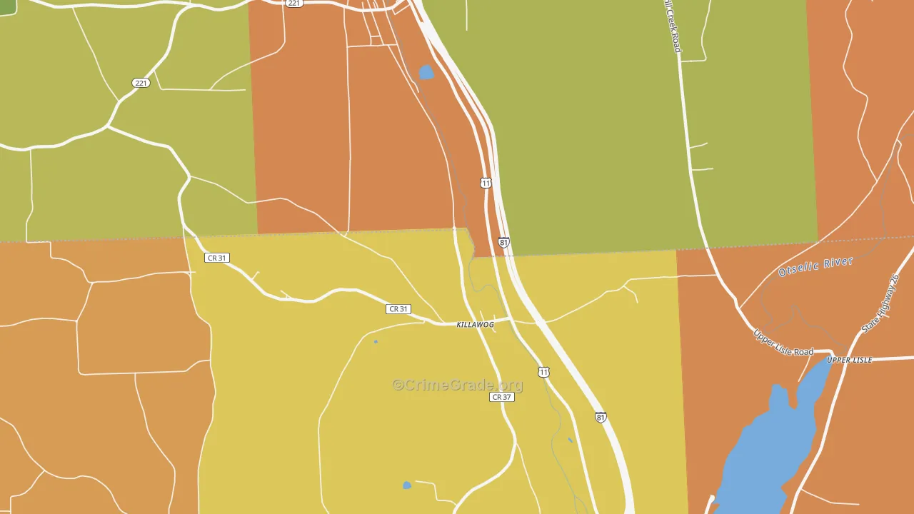 Killawog, NY Map of Burglary Rates