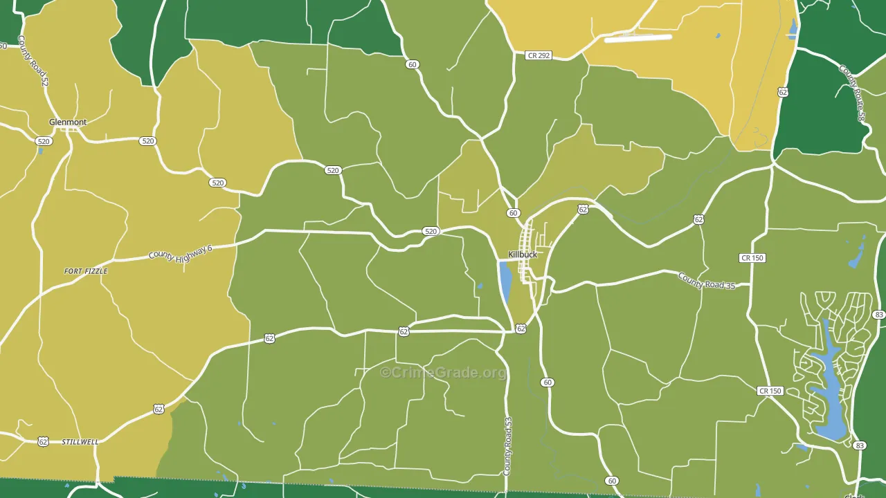 Killbuck, OH Map of Burglary Rates