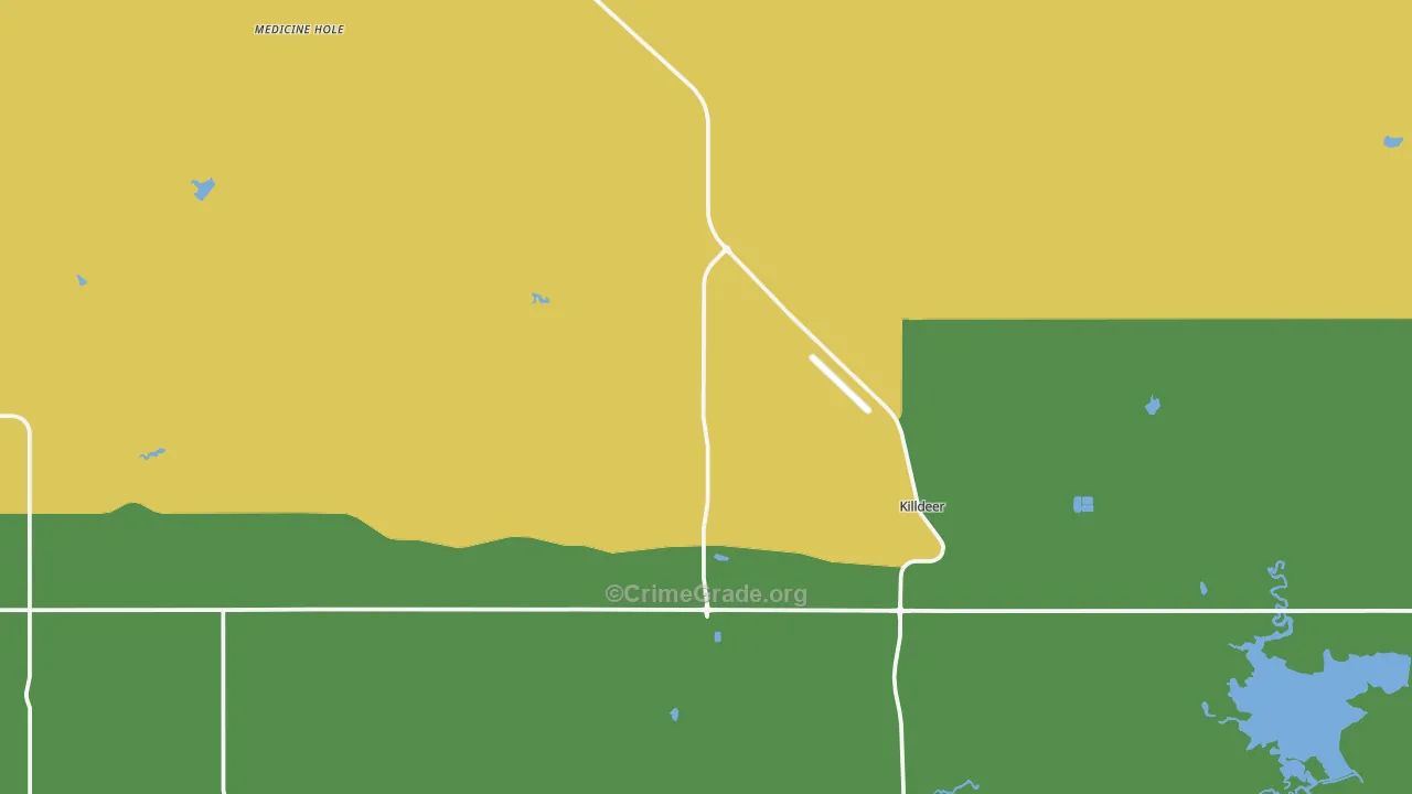 Killdeer, ND Map of Burglary Rates