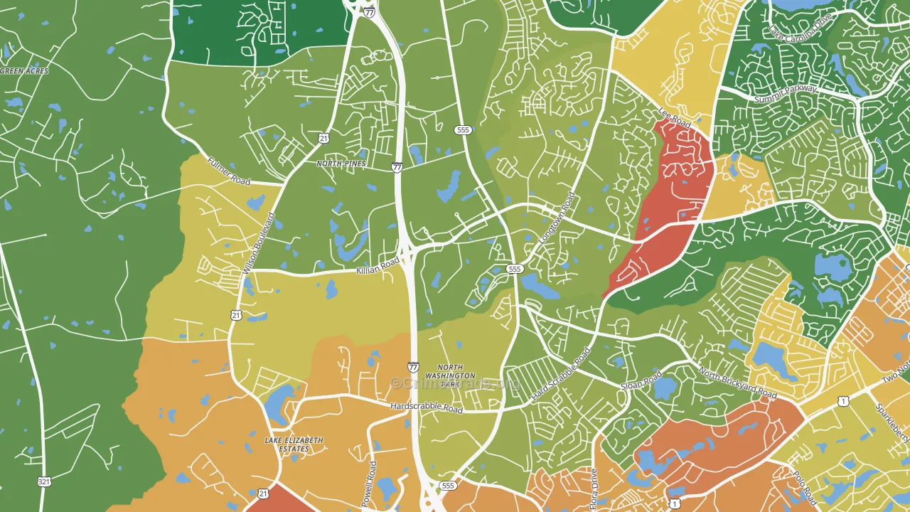Killian, SC Map of Burglary Rates